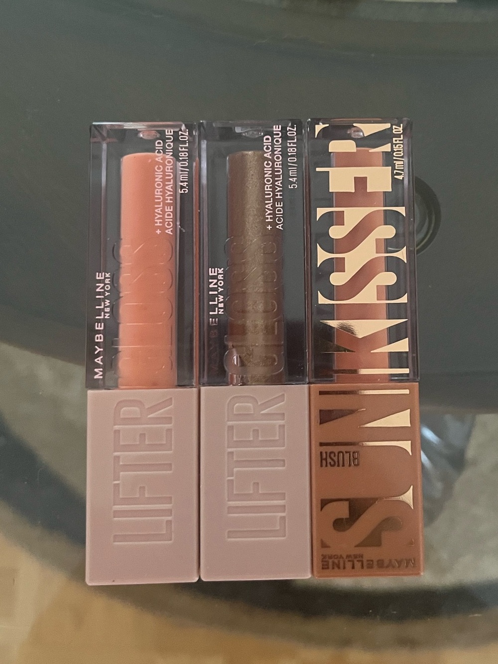 Maybelline 2 Lip Gloss (Pink, Brown) + 1 Blush (Pink), Unopened Makeup